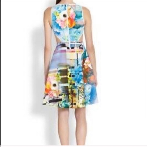 Clover Canyon Art Deco Floral Cut Out Neoprene Dress Size S - Picture 9 of 10